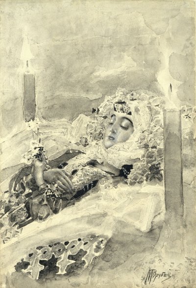 ताबूत में तमंचा। 1890-1891 की मिखाइल लेर्मोंटोव की कविता द डिमॉन का चित्रण द्वारा मिखाइल अलेक्जेंड्रोविच व्रुबेल