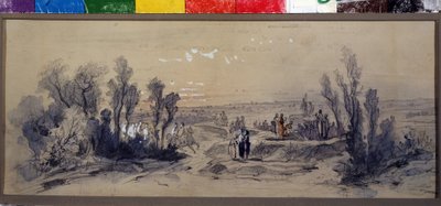 पी. चाइकोव्स्की (1840-1893) द्वारा रचित ओपेरा quot;माज़ेप्पाquot; के लिए पर्दे का डिज़ाइन। मिखाइल इल्यिच बोचारोव (1831-1895) का कृतित्व। कागज़ पर जलरंग। द्वारा मिखाइल इलिच बोचारोव