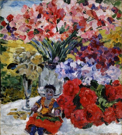फूल और एक गुड़िया, 1916 द्वारा Mikhail Nikolayevich Yakovlev