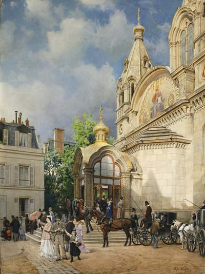 एक चर्च से बाहर आ रहा है, 1870-1880 के दशक द्वारा मिखाइल याकोवलेविच विली