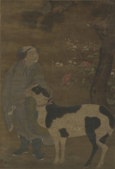 एक रईस लड़का और उसकी बकरी द्वारा Ming Dynasty Chinese School