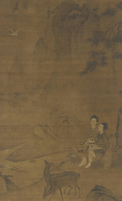 महिला अमर जड़ी बूटी इकट्ठा करना द्वारा Ming Dynasty Chinese School