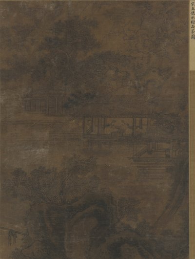 लैंडस्केप: पेड़ों के नीचे एक मंडप में दो आदमी द्वारा Ming Dynasty Chinese School