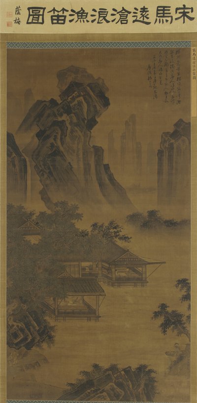 एक लेकसाइड मंडप में एक बांसुरी को सुनकर द्वारा Ming Dynasty Chinese School