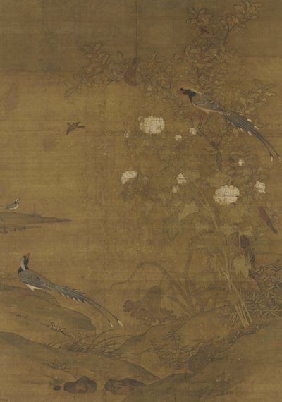 मैगपीज़, वैक्सविंग, हिबिस्कस और दालचीनी, c.1400 द्वारा Ming Dynasty Chinese School