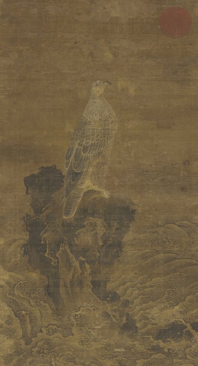 लहरों के बीच एक रॉक पर Peregrine, c.1500 द्वारा Ming Dynasty Chinese School