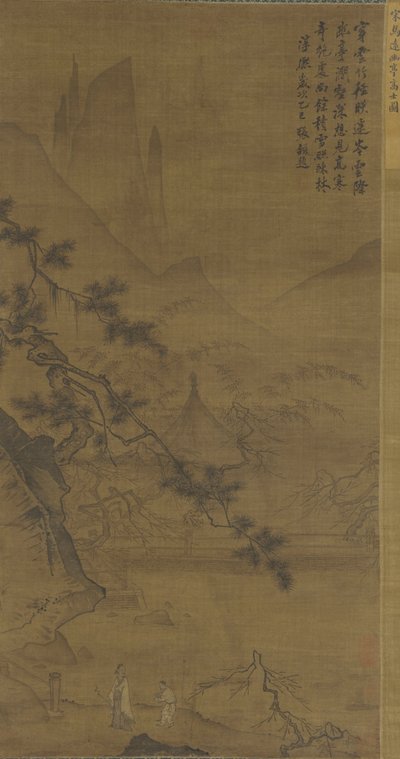 15 वीं -16 वीं शताब्दी में स्कॉलर अप्रोचिंग पवेलियन द्वारा Ming Dynasty Chinese School