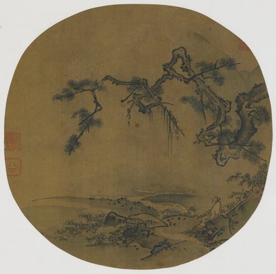 15 वीं -16 वीं शताब्दी में एक देवदार के नीचे बैठे द्वारा Ming Dynasty Chinese School