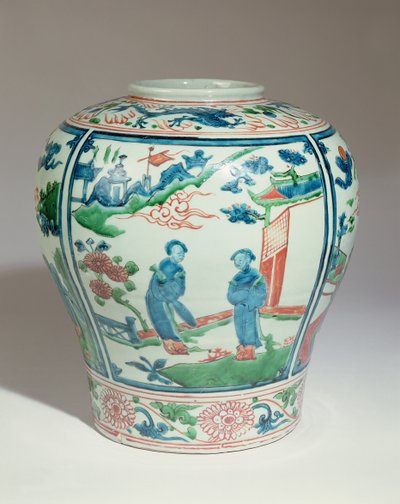 स्वात पोलीक्रोम ओविफॉर्म जार, 16 वीं शताब्दी (चीनी मिट्टी) द्वारा Ming Dynasty Chinese School