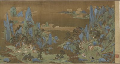 16 वीं -17 वीं शताब्दी के स्प्रिंगटाइम पर्वत में यात्री द्वारा Ming Dynasty Chinese School