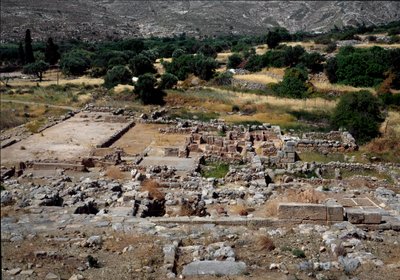 मिनोअन सभ्यता: लगभग 1700-1650 ईसा पूर्व निर्मित ज़करोस के महल के खंडहरों का दृश्य। क्रेते द्वारा Minoan