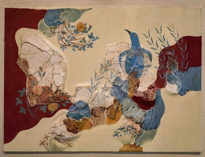 "ब्लू बर्ड" फ्रेस्को या "क्रेते का नीला पक्षी"। Knossos द्वारा Minoan