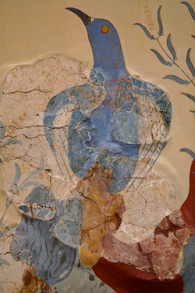 "ब्लू बर्ड" फ्रेस्को या "क्रेते का नीला पक्षी"। Knossos द्वारा Minoan