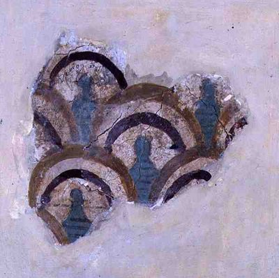 नोसोस, क्रेते से सर्पिल बैंड और फूल, c.1500 ईसा पूर्व (फ्रेस्को) द्वारा Minoan
