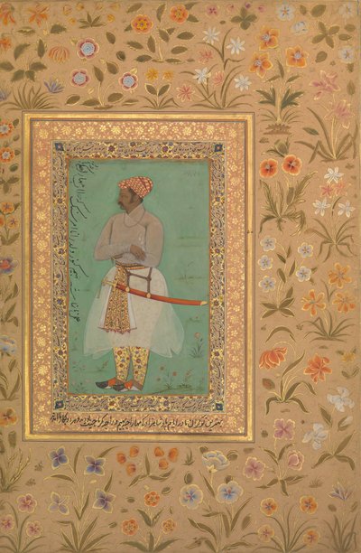 महाराजा भीम कंवर का चित्र, शाहजहाँ एल्बम से फोलियो, छंद: सीए। 1615-29 द्वारा नन्हा