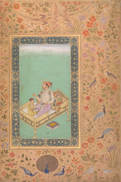 The Emperor Shah Jahan with his Son Dara Shikoh, Folio from the Shah Jahan Album, verso: ca.1620 द्वारा नन्हा