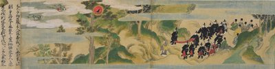 गेप्पोजी मंदिर की स्थापना का इतिहास, मुरोमाची अवधि, c.1495 (स्याही, कागज पर सोने का रंग) द्वारा मित्सुयोशी तोसा