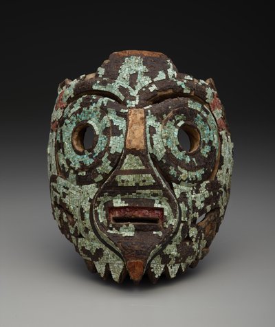 मास्क, संभवतः टाललोक का, c.1350-1521 (लकड़ी, फ़िरोज़ा, खोल, लिग्नाइट और राल) द्वारा मिक्सटेक मिक्सटेक