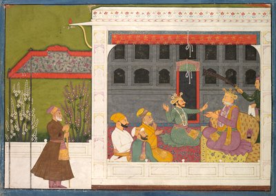 रुक्मिणी पिता, भीष्मक, रुक्मिणी मंगल श्रृंखला के पृष्ठ, के साथ शिसुल तर्क। 1800। द्वारा मोला राम