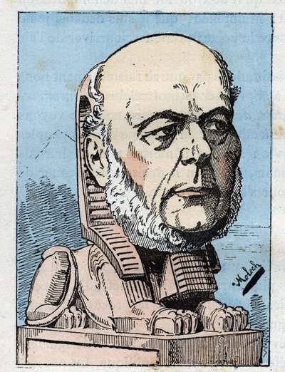 1882 (1849-1909) के बी मोलोच द्वारा टचआउट, कैरिकेचर द्वारा "" ले ट्रॉम्बिनोस्कोप"" में फ्रांसीसी गणराज्य के राष्ट्रपति जूल्स ग्रेवी (1807-1891) का पोर्ट्रेट। निजि संग्रह। द्वारा रथ