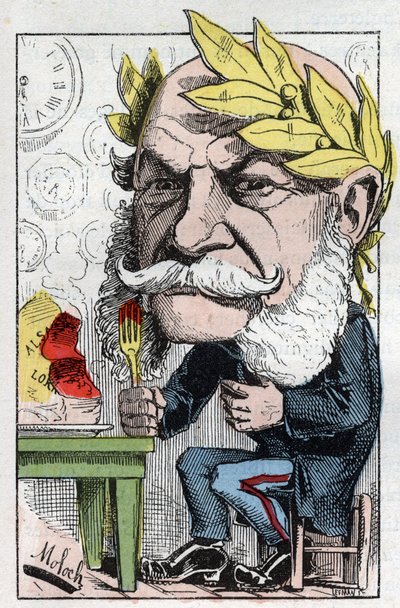 विलियम I (1797-1888), प्रशिया के राजा और जर्मनी के सम्राट का पोर्ट्रेट "द ट्रॉम्बिनोस्कोप" में टचआउट द्वारा, 1882 के बी मोलोच द्वारा कैरिकेचर (1849-1909)। निजि संग्रह। द्वारा रथ