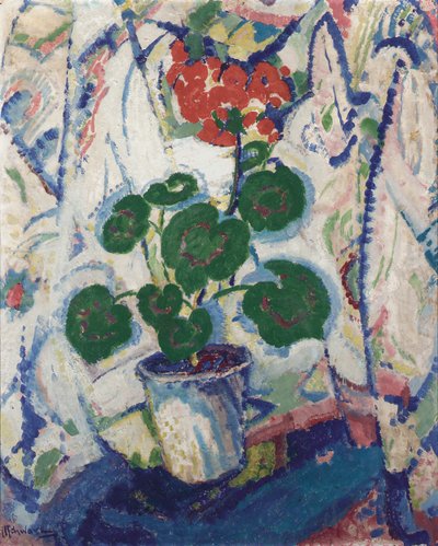 फूल अभी भी जीवन, c.1914-16 (बोर्ड पर तेल) द्वारा मम्मी ब्लैक