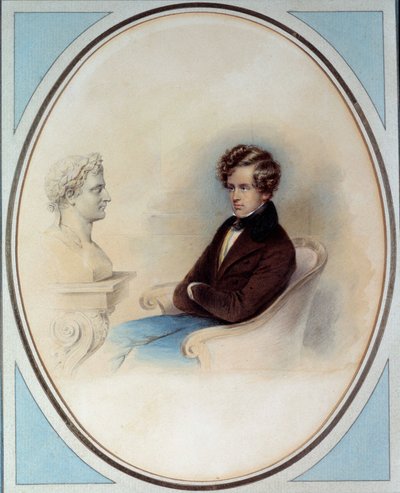 रोम के राजा नेपोलियन द्वितीय, ड्यूक ऑफ रीचस्टेड (1811-1832), सम्राट नेपोलियन I (1769-1821) के बेटे का पोर्ट्रेट, अपने पिता की प्रतिमा के सामने मोरित्ज़ माइकल डैफ़िंगर (1790-1849) द्वारा प्रिंट करें 19वीं सदी का निजी संग्रह द्वारा मोरिट्ज़ माइकल डैफ़िंगर