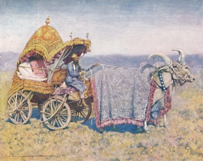बीकानिर से एक देशी बैलगाड़ी, 1903। द्वारा मोर्टिमर लुडिंगटन मेनपेस