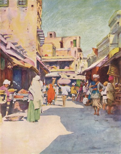 अमृतसर में एक बाजार, 1905 द्वारा मोर्टिमर लुडिंगटन मेनप्स