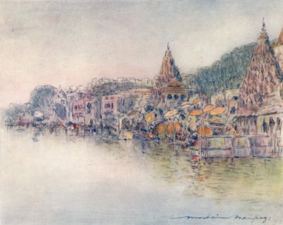 बनारस की पवित्र नदी के तट पर, 1905 द्वारा मोर्टिमर लुडिंगटन मेनप्स