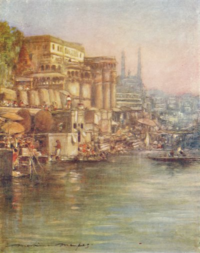 द रिवर फ्रंट, बनारस, 1905 द्वारा मोर्टिमर लुडिंगटन मेनप्स