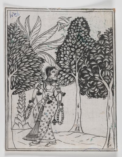कामोद रागिनी, 1605-1610 (कागज पर स्याही) द्वारा मुगल स्कूल