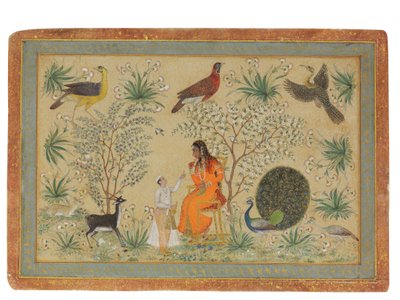 एक बगीचे में रईस महिला, c.1740 द्वारा मुगल स्कूल