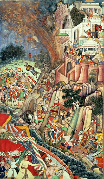 'अकबरनामा', मुगल से चित्तौड़ की घेराबंदी में संचालन, c.1590 द्वारा मुगल स्कूल