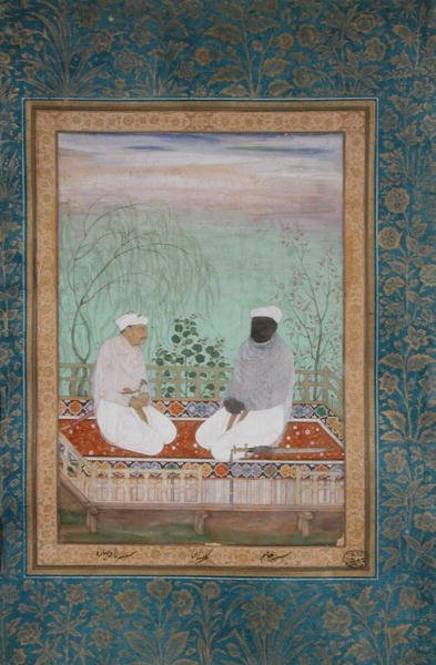 दो जमींदारों के चित्र, गुजरात के राय भरो और जस्सा जाम, c.1618 (चर्मपत्र पर गौचे) द्वारा मुगल स्कूल