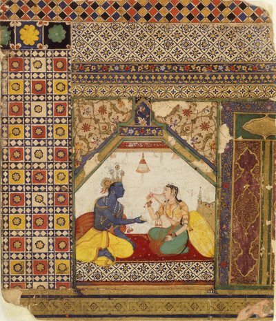 राम ने सीता को उनके प्रतिशोध का औचित्य साबित करने की कोशिश की, c.1595 द्वारा मुगल स्कूल