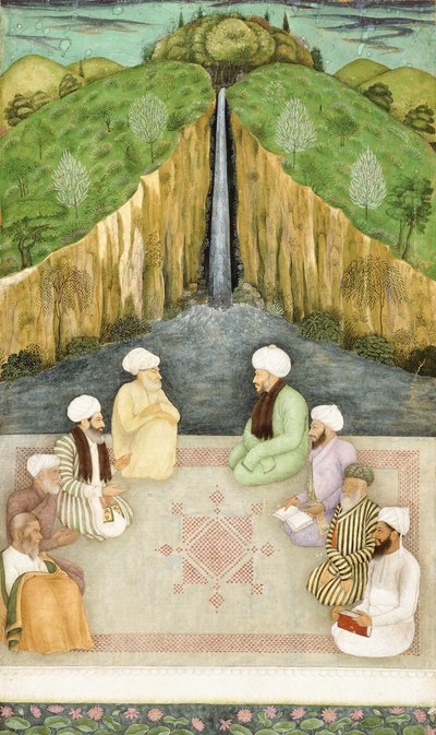 धार्मिक चर्चा में ऋषि, c.1680 द्वारा मुगल स्कूल