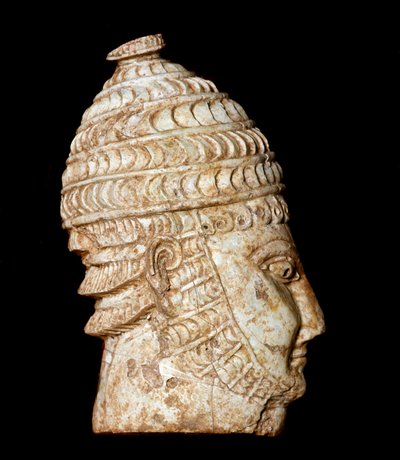 माइसीनियन कला: मकबरे III, माइसीन से नक्काशीदार हाथीदांत में छोटे योद्धा का सिर। 14-13वीं शताब्दी ई.पू. मंद। 5 सेमी एथेंस, राष्ट्रीय पुरातत्व संग्रहालय द्वारा Mycenaean
