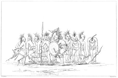 डांसिंग, सैक एंड फॉक्स, रॉक आइलैंड, अपर मिसिसिपी, 1841। द्वारा मायर्स एंड को
