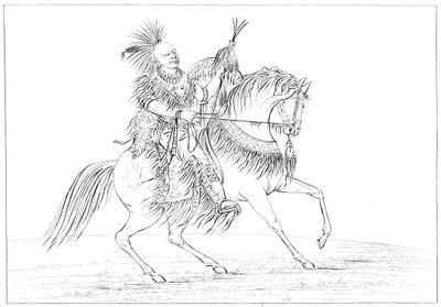 केोकुक घोड़े पर, रॉक द्वीप, ऊपरी मिसिसिपी, 1841। द्वारा मायर्स एंड को