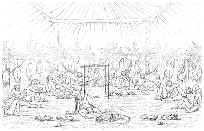मेडिसिन मैन और टीपी इंटीरियर, 1841। द्वारा मायर्स एंड को