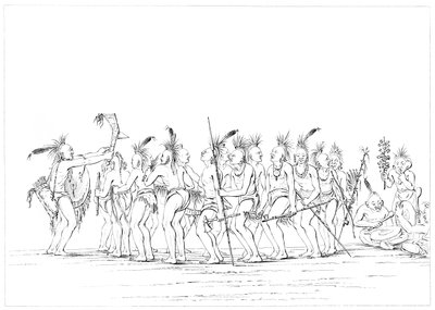दास नृत्य, सैक एंड फॉक्स, रॉक आइलैंड, अपर मिसिसिपी, 1841। द्वारा मायर्स एंड को