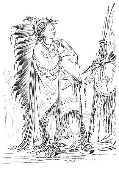 दो कौवे, मिनाट्री जनजाति के मूल अमेरिकी पुरुष, 1841। द्वारा मायर्स एंड को