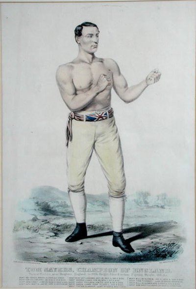 टॉम सेयर्स (1826-65) इंग्लैंड के चैंपियन, 1860 में प्रकाशित (कलर लिथो) द्वारा कैरियर और Ives