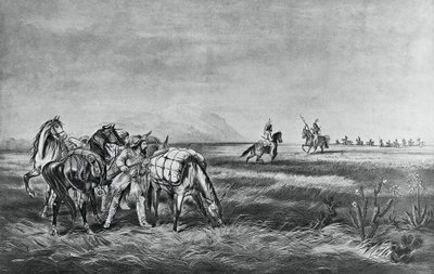 शांति या युद्ध, कॉलिन सिम्किन द्वारा प्रकाशित भारतीयों और सफेद शिकारियों के बीच मुठभेड़ द्वारा कैरियर और Ives