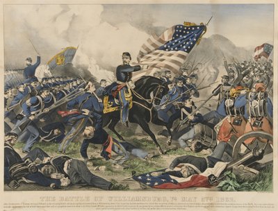 5 मई 1862 को विलियम्सबर्ग, वर्जीनिया की लड़ाई (रंग लिथोग्राफ) द्वारा कैरियर और Ives