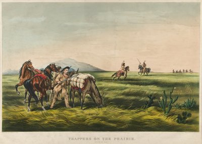 प्रेयरी पर ट्रैपर्स / शांति या युद्ध? 1866 (रंग लिथोग्राफ) द्वारा कैरियर और Ives