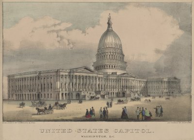 यूनाइटेड स्टेट्स कैपिटल, वाशिंगटन, डीसी 1872 (रंग लिथोग्राफ) द्वारा कैरियर और Ives