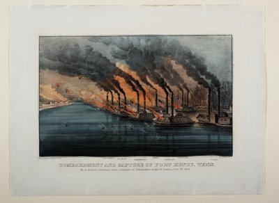 फोर्ट हेनरी, टेने की बमबारी और कब्जा, c.1862 द्वारा एन। और इव्स, जेएम क्यूरियर