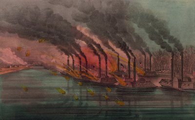 1862 में संघीय बंदूकधारियों द्वारा फोर्ट हेनरी पर बमबारी और कब्जा द्वारा एन। और इव्स, जेएम क्यूरियर